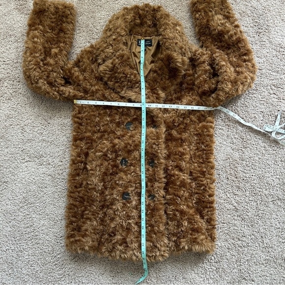 Zara TRF Collection Brown Teddy Fluffy Faux Fur Black Button Down Coat Size XS - Picture 8 of 9